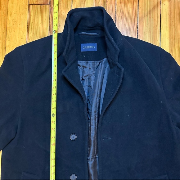 Gilberto Black Wool Trenchoat Size 48 - Picture 3 of 8